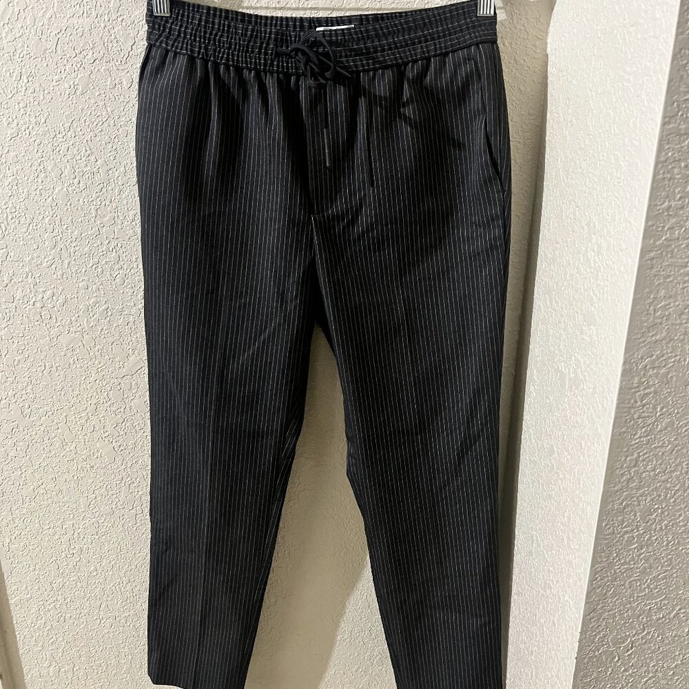 Topman Drawstring Style Pinstripe Trouser Trousers Pants 30x30 Charcoal Gray EUC